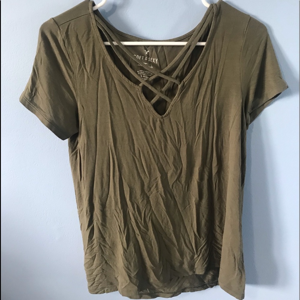 American Eagle Soft and Sexy Crisscross Tee